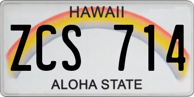 HI license plate ZCS714