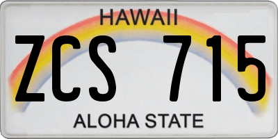 HI license plate ZCS715
