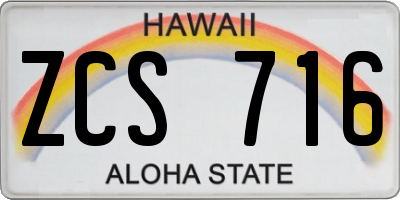 HI license plate ZCS716