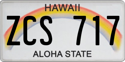 HI license plate ZCS717