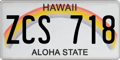 HI license plate ZCS718