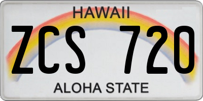 HI license plate ZCS720