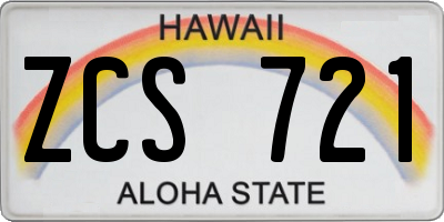 HI license plate ZCS721