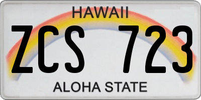 HI license plate ZCS723