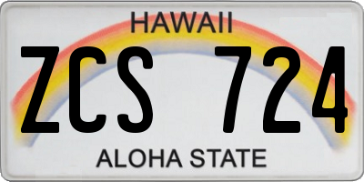 HI license plate ZCS724