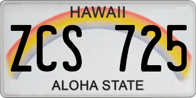 HI license plate ZCS725