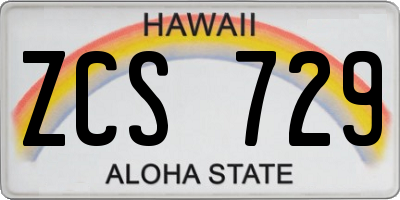 HI license plate ZCS729