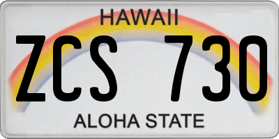 HI license plate ZCS730