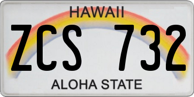 HI license plate ZCS732