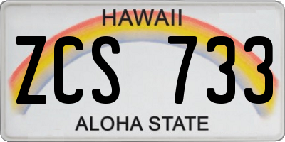 HI license plate ZCS733
