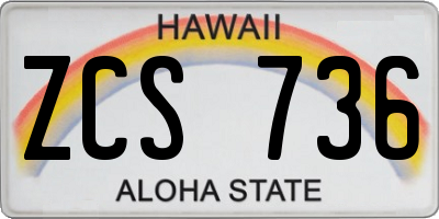HI license plate ZCS736