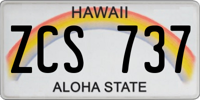 HI license plate ZCS737