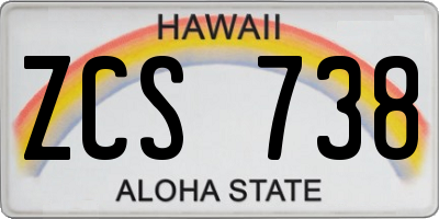 HI license plate ZCS738