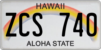 HI license plate ZCS740