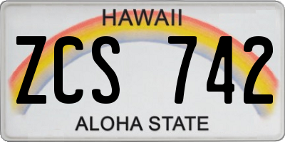 HI license plate ZCS742