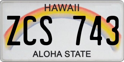 HI license plate ZCS743