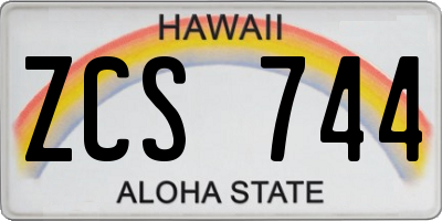 HI license plate ZCS744