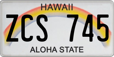 HI license plate ZCS745