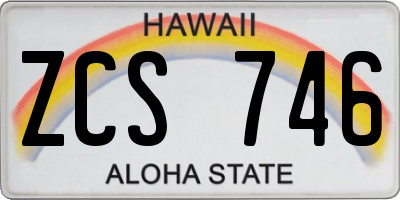 HI license plate ZCS746