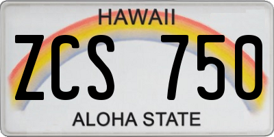 HI license plate ZCS750