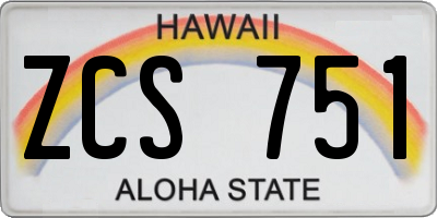 HI license plate ZCS751