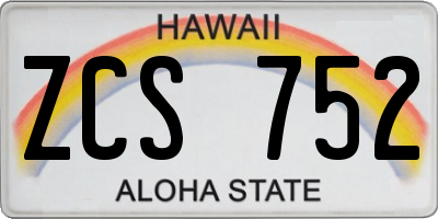 HI license plate ZCS752