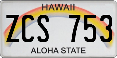 HI license plate ZCS753