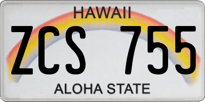 HI license plate ZCS755