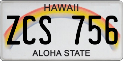 HI license plate ZCS756