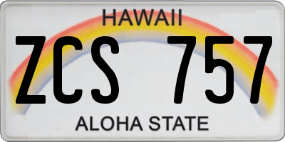 HI license plate ZCS757