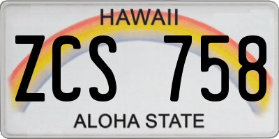 HI license plate ZCS758