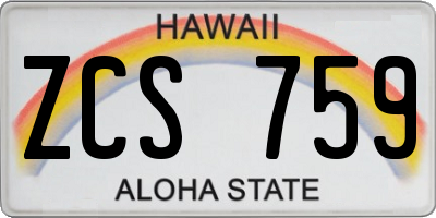 HI license plate ZCS759