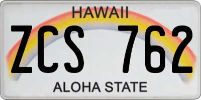HI license plate ZCS762