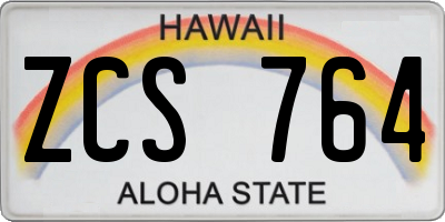 HI license plate ZCS764