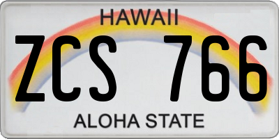 HI license plate ZCS766