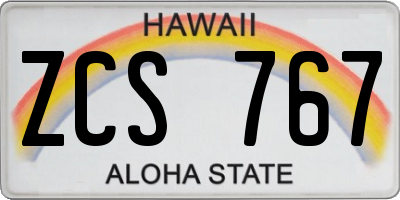 HI license plate ZCS767