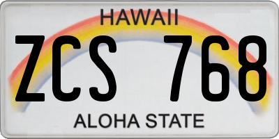 HI license plate ZCS768