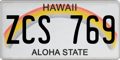 HI license plate ZCS769