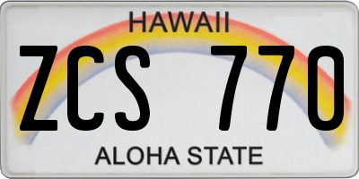 HI license plate ZCS770