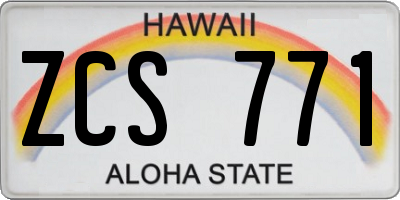 HI license plate ZCS771