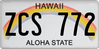 HI license plate ZCS772