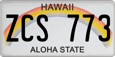 HI license plate ZCS773