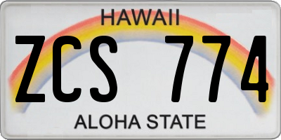 HI license plate ZCS774