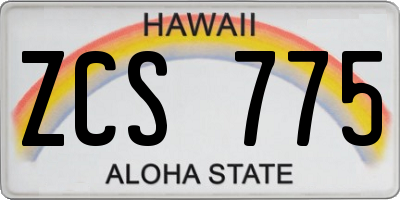 HI license plate ZCS775