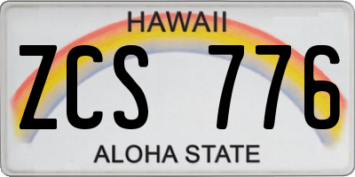 HI license plate ZCS776