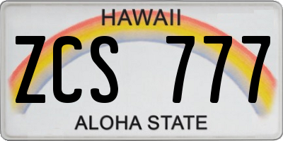 HI license plate ZCS777
