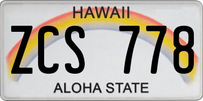HI license plate ZCS778