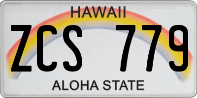 HI license plate ZCS779