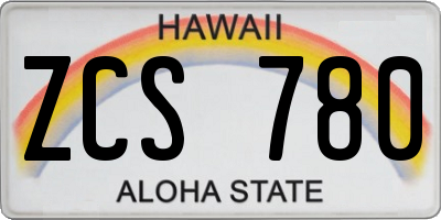 HI license plate ZCS780