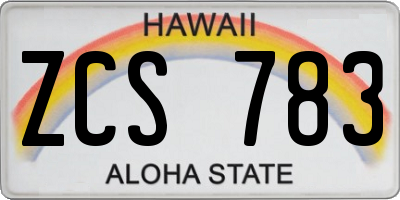HI license plate ZCS783